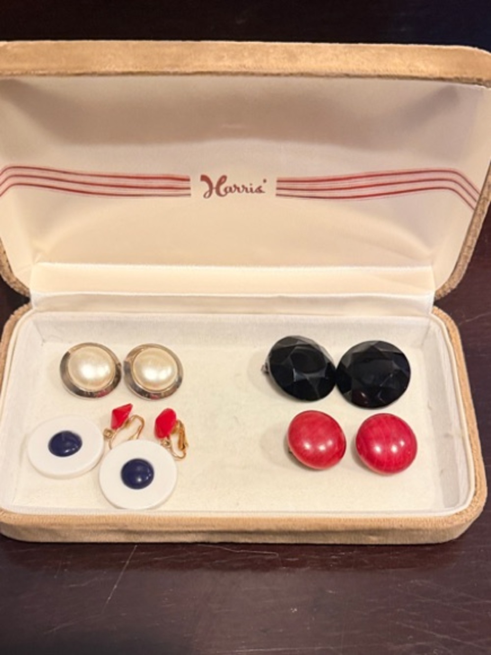 Vintage Earring Set — Black, Red, Pearl, White